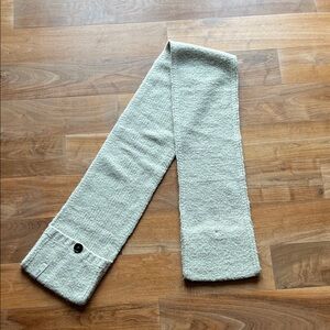 Textured Knit Cream Scarf with Button Detail